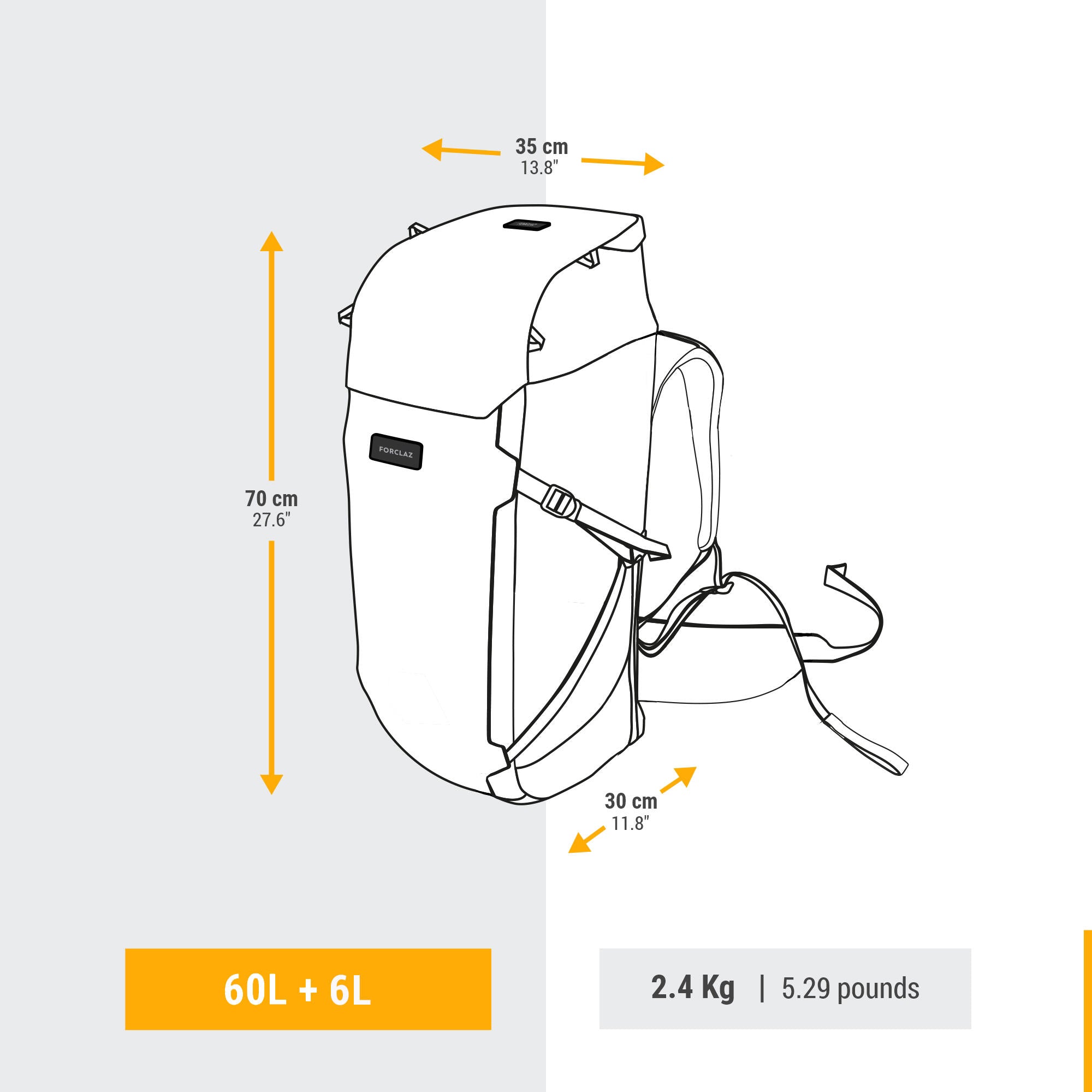 Forclaz Women's Travel 900 60 + 6 L Backpacking Pack - Image 7
